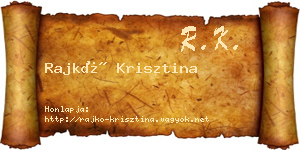 Rajkó Krisztina névjegykártya